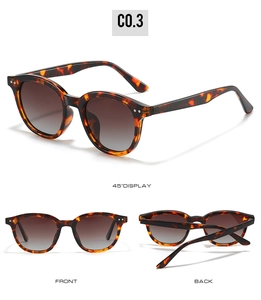 Tortoiseshell sunglasses featuring vintage round frames and grey gradient lenses in multi-view