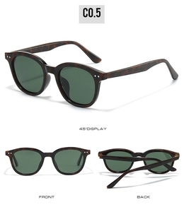 Three-view display of tortoise sunglasses with reinforced hinges and metal rivets