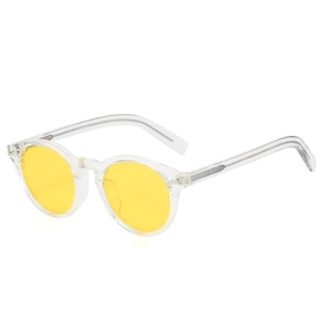 Retro-Polarisierte Rundbrille mit transparentem Rahmen und gelben Gläsern
