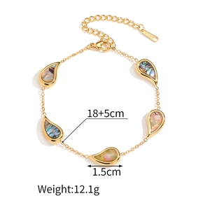 Détail du bracelet en acier inoxydable plaqué or 18k avec incrustations en nacre