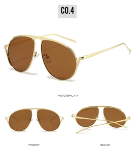 Vues détaillées de lunettes aviateur en métal doré avec verres bruns sous plusieurs angles