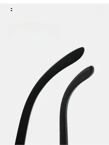 Close-up of black curved temple tips designed for comfortable wear and stylish fit