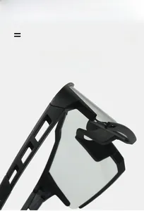 Macro detail of lightweight elastic geometric temple design on sporty sunglasses