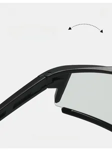 Detailed view of the durable matte black hinge on these stylish sports sunglasses