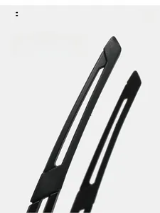 Detail of matte black curved mirror legs with hollow-out lines for sports sunglasses
