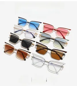 Detailed grid showing eight color options for vintage cat-eye sunglasses with metal accents