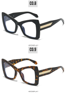 Détail de lunettes œil de chat avec charnières dorées et monture écaille