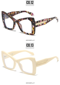 Lunettes de soleil œil-de-chat avec branches en métal à motif de losanges dorés