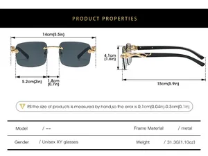 Tableau des tailles pour lunettes de soleil rectangulaires sans monture avec léopard