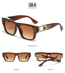 Vues détaillées de lunettes de soleil vintage en écaille avec verres dégradés et accents dorés