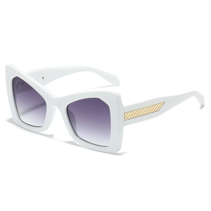 Oversized Cat Eye Sunglasses Women Butterfly Frame UV400 Protection Gradient Lenses Metal Grid Temple Fashion Vintage Eyewear