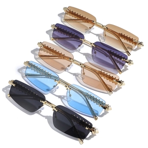 Frameless rimless sunglasses set with gradient lenses and gold metal temples in five colors