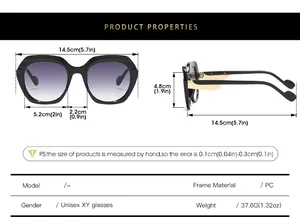 Guide détaillé des tailles et mesures pour lunettes de soleil carrées en matériau PC