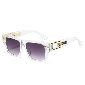 Lunettes De Soleil Monture Carrée Rétro Protection UV400 PC Métal Branche Ajourée Lunettes Mode Pour Hommes Femmes