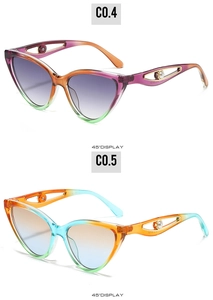 Detail of butterfly frame sunglasses with gradient frames, hollow temples and pearl accents