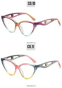 Detail of gradient butterfly sunglasses frames with metal temples and pearl decoration