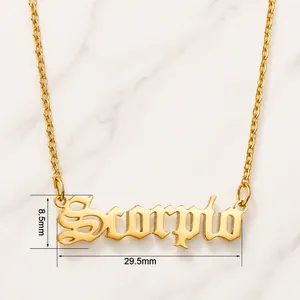 Macro detail of Scorpio letter pendant with 29.5mm width and 8.5mm height measurements