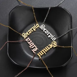 Stainless steel zodiac letter pendant necklaces in gold, silver and rose gold finishes