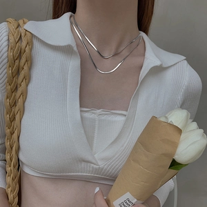Collana A Catena Di Serpente Piatta In Acciaio Inossidabile 304 Gioielli Minimalisti Per Donne Accessorio Di Moda