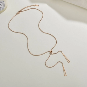 Rose gold adjustable titanium steel box chain necklace with hollow triangle pendants