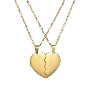 Ensemble de colliers avec pendentif cœur assorti en acier inoxydable doré pour couple