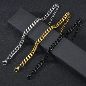 Bracelet À Maillons Cubains En Acier Inoxydable Bijoux De Mode Hip Hop Gourmette Pour Hommes Et Femmes Accessoire Minimaliste Poli