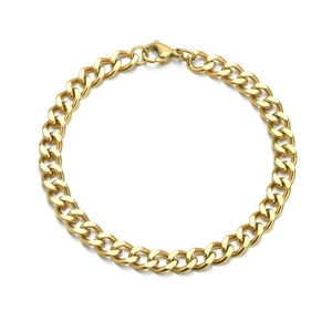 Bracelet gourmette en acier inoxydable plaqué or 18 carats avec fermoir homard