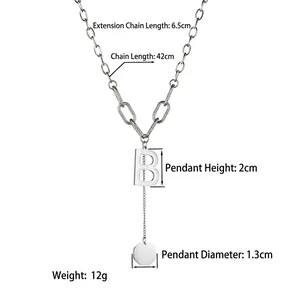 Collana Con Pendente Lettera B Acciaio Inossidabile Disco Rotondo Catena A Y Stile Graffetta Gioielli Di Moda Minimalisti Per Donne