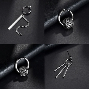 Stainless Steel Geometric Ear Studs Long Cylinder Bar Dangle Earrings Punk Gothic Minimalist Unisex Jewelry