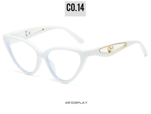 Detailed 45-degree side view of butterfly glasses frame with hollow metal temple and pearl bead