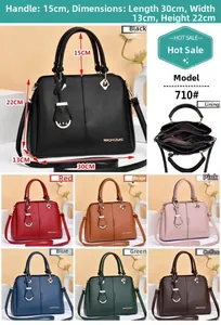 Detailed size specifications and interior layout of large capacity PU leather crossbody bag