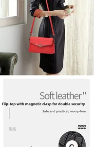 Detail of red crocodile texture bag with flap magnetic buckle for double anti-theft