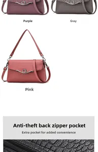 Detail view of crocodile pattern faux leather bag showing back anti-theft zipper pocket