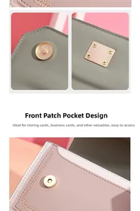 Detail of color-block PU leather bag with magnetic snap closure and neat stitching