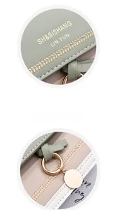 Macro detail of tricolor leather handbag with decorative stitching and gold hardware