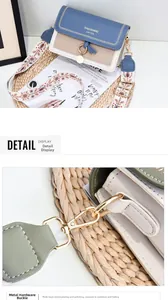 Detail of multi-layer plated anti-oxidation hardware and embroidered wide strap on PU bag
