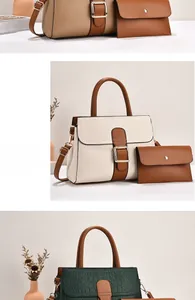 Detail of high-quality stone pattern shoulder bag set with metal buckle in three colors