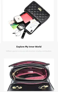 Quilted leather crossbody bag with multiple interior pockets and gold twist lock clasp