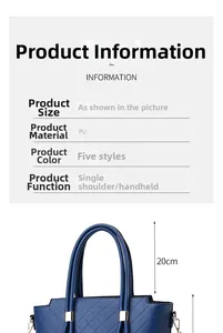 Vue détaillée du grand sac cabas en cuir PU bleu marine avec surpiqûres losanges classiques