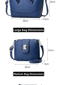 Ensemble de sacs matelassés bleus avec dimensions pour grand et moyen modèles