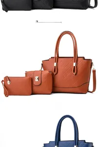 Ensemble détaillé de trois sacs comprenant un cabas, une bandoulière et une pochette