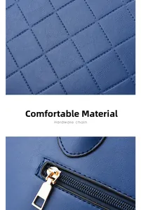 Gros plan sur la texture en cuir matelassé bleu et le zip en métal doré de qualité
