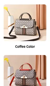 Close-up of classic monogram crossbody bags with signature web stripe and metal turn-lock