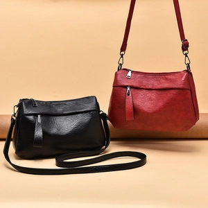 Crossbody Bag For Women Soft Litchi Grain PU Leather Retro Small Square Shoulder Purse Multi Pocket Zipper Handbag