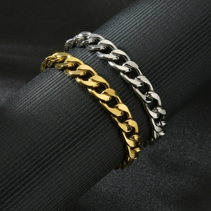Stainless Steel Cuban Link Bracelet Hip Hop Punk Curb Chain Bold Jewelry For Men Women With Lobster Clasp
