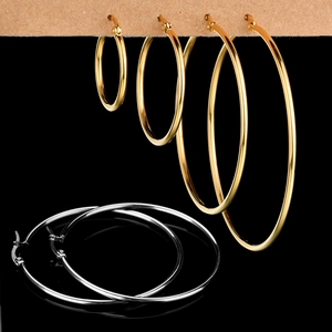 Stainless Steel Hoop Earrings Large Big Circle Minimalist Fashion Jewelry For Women High Polished Hypoallergenic