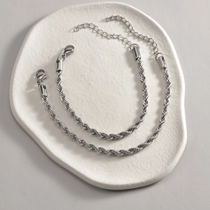 Bracelet Chaîne Torsadée En Acier Inoxydable Poli Maille Ajustable Pour Hommes Femmes Hip Hop Bijoux Tendance Minimaliste