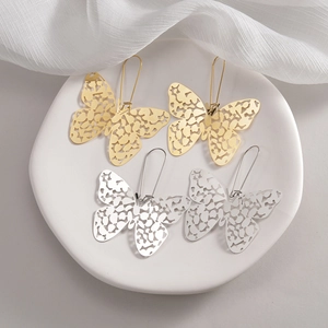Hollow Butterfly Drop Earrings Stainless Steel French INS Style Exaggerated Personality Jewelry Accessory For Women