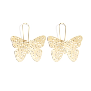 Elegant gold hollow butterfly drop earrings in stainless steel with a sleek laser-cut design