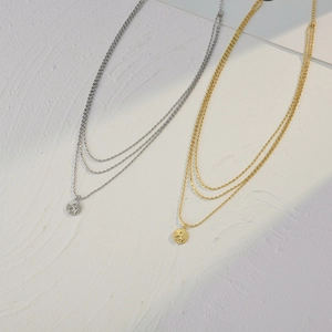 Pendant Necklace Stainless Steel Multi Layered Round Coin Angel Relief Retro Style For Women Fashion Accessory